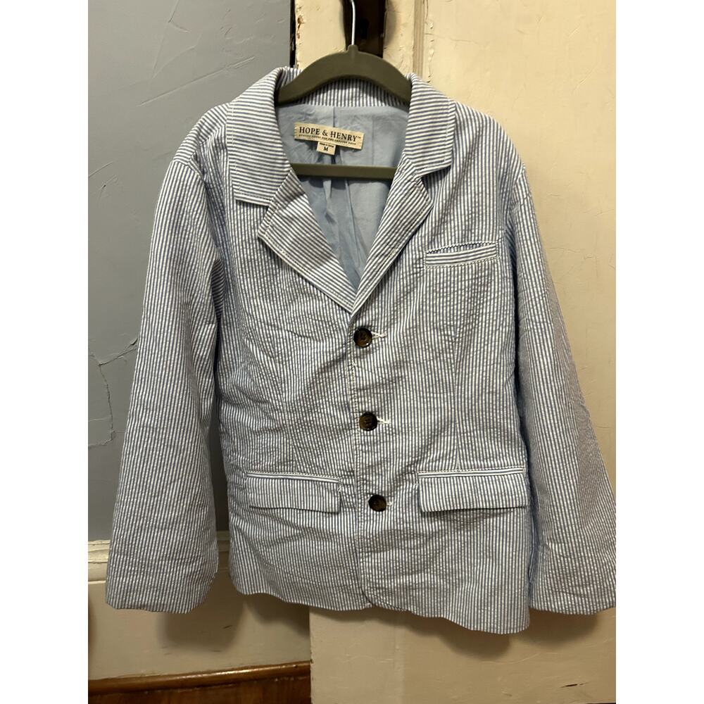 Hope & Henry Classic Seersucker Suit Jacket Boy's Size M Easter Old Money